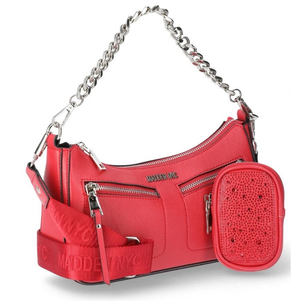 Steve Madden NYC Women's Chevy Red Crossbody Bag & Top Handle w/AirPod Pouch NWT
